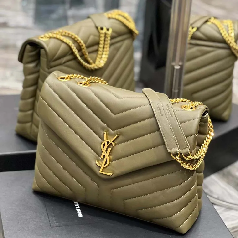 Saint Laurent YSL Loulou Medium Bag in Matelassé Y Leather for Women in Green