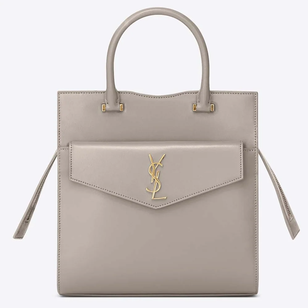 Saint Laurent YSL Uptown Small Tote Shiny Smooth for Women in White Saint Laurent YSL Uptown Small Tote Shiny Smooth for Women in White