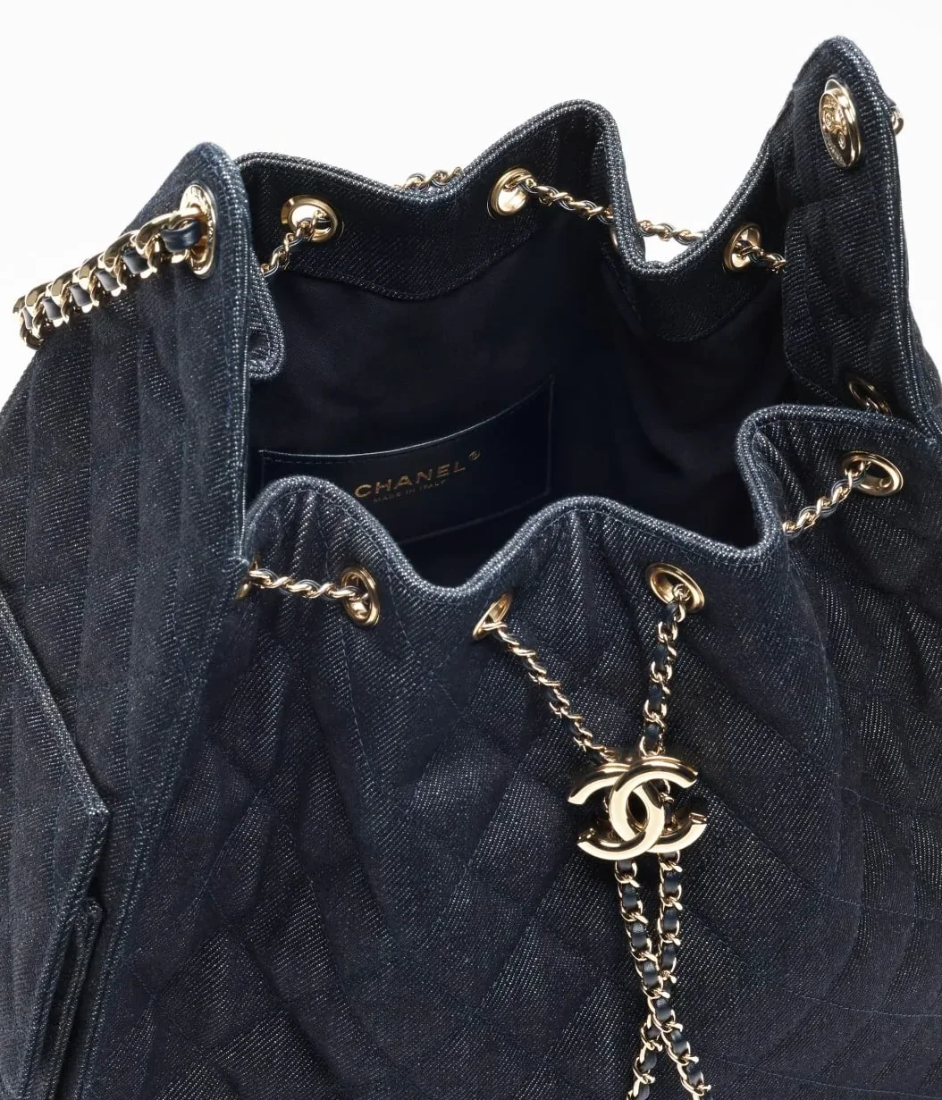 Chanel 25 Medium Shoulder Bag in Dark Blue Gold Hardware
