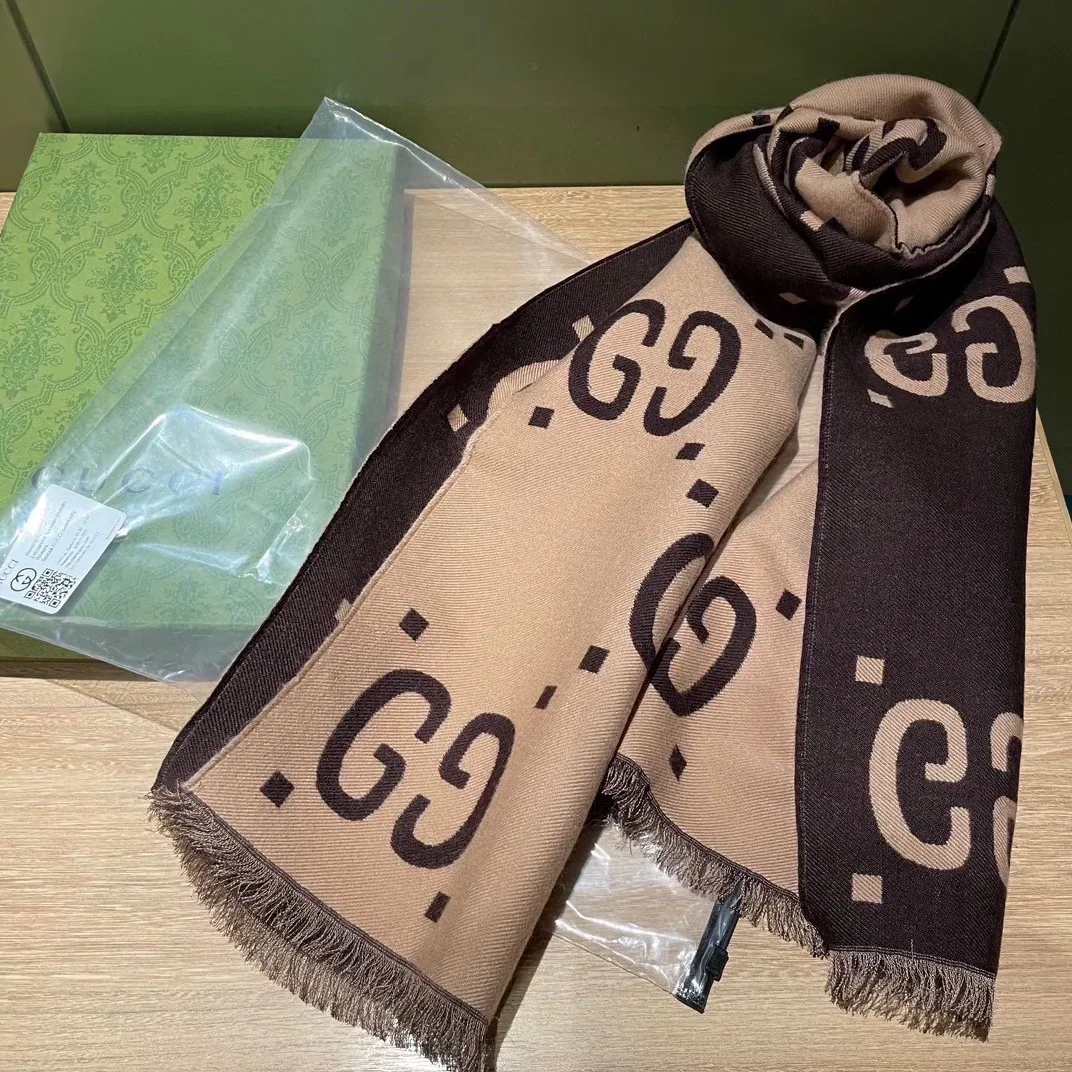 Gucci Wool Silk Scarf Beige