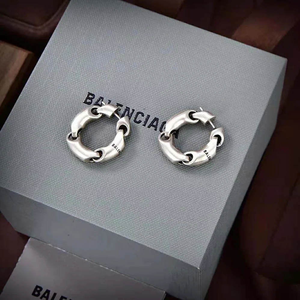 Balenciaga Solid 2.0 Earrings in Silver Brass for Women
