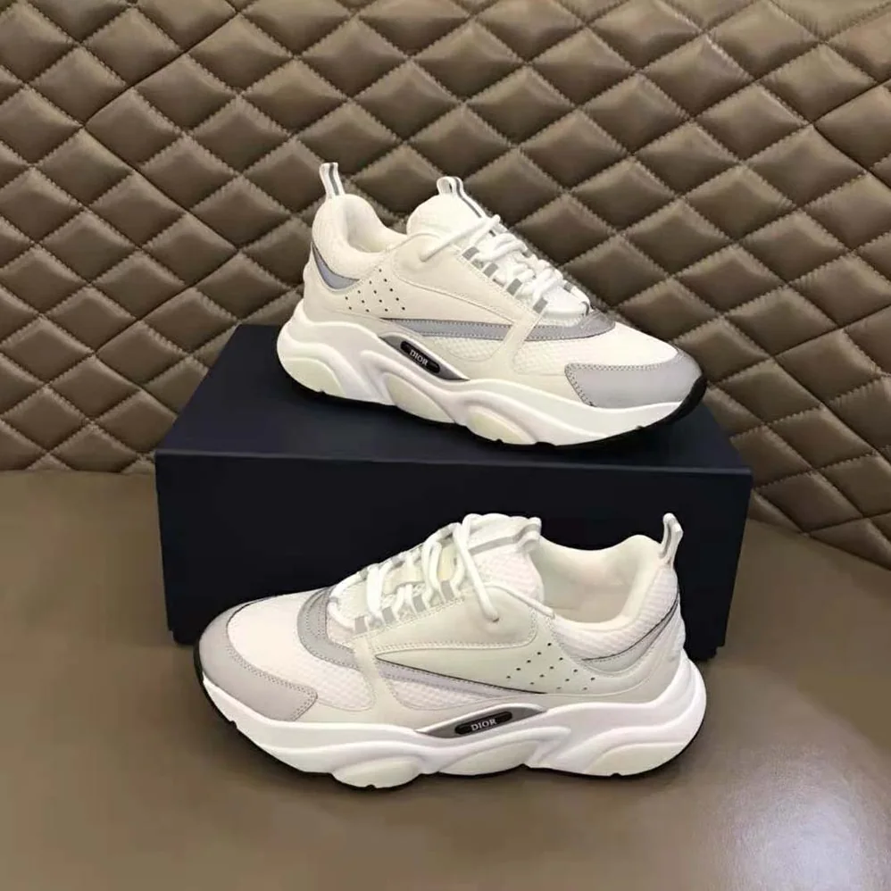 Dior B22 Sneaker White Technical Mesh with White and Silver for Men in Tone Calfskin