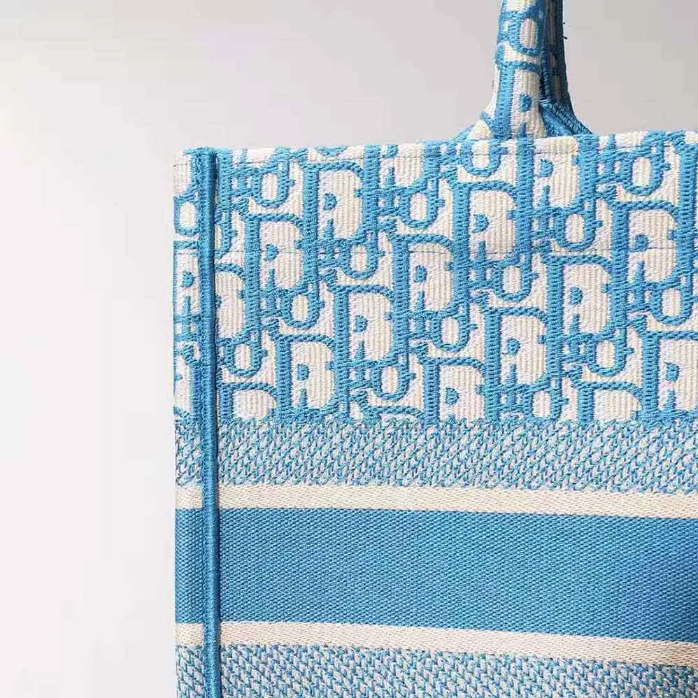Dior Small Dior Book Tote Cornflower Blue Dior Oblique Embroidery for Women Dior Small Dior Book Tote Cornflower Blue Dior Oblique Embroidery for Women