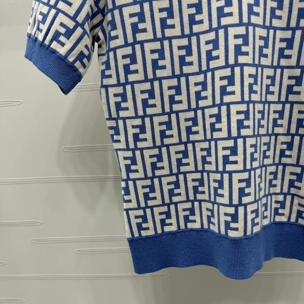 Fendi Sweater Blue FF Cotton Jumper for Women