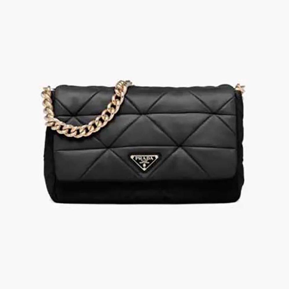 Prada System Nappa Leather Patchwork Bag for Women in Black Prada System Nappa Leather Patchwork Bag for Women in Black