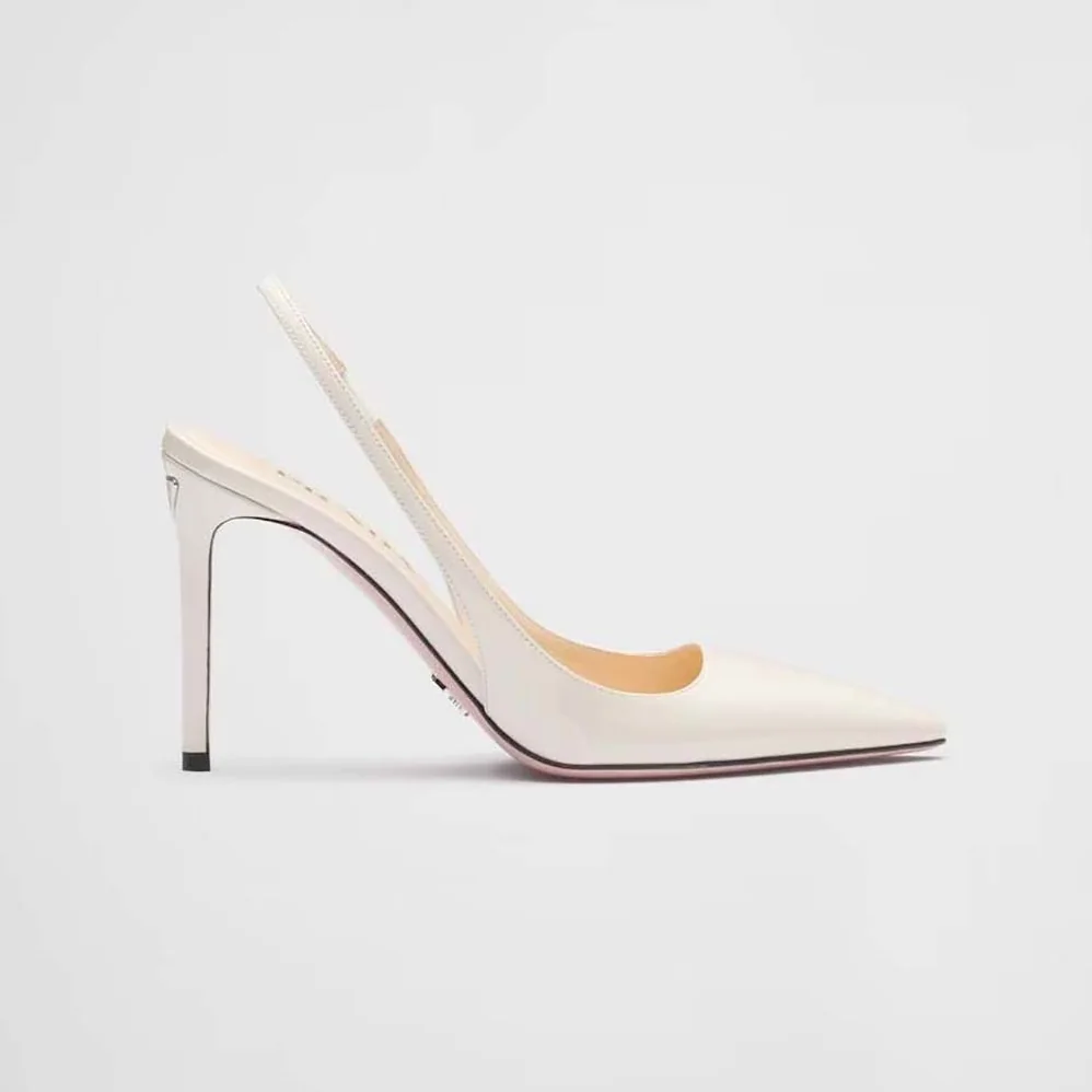 Prada Patent Leather Slingbacks for Women in White