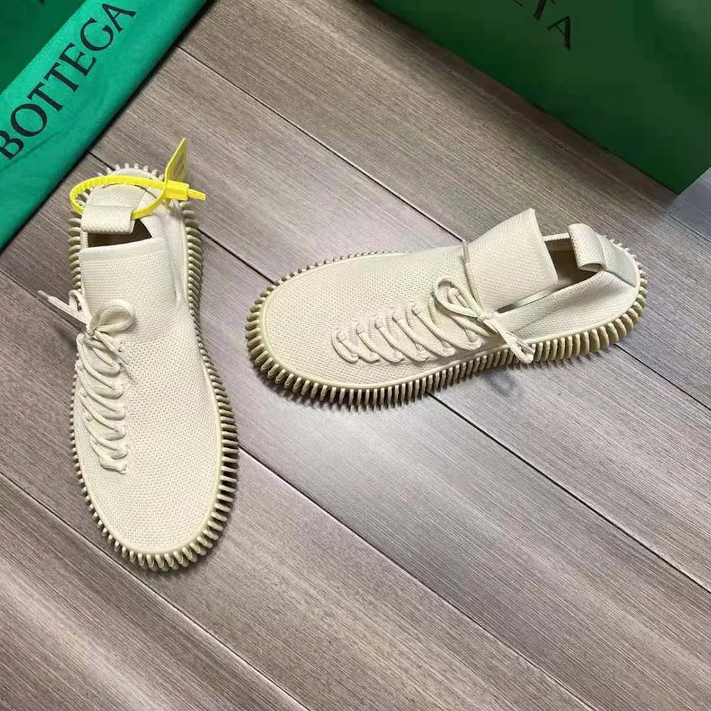 Bottega Veneta Ripple Tech Knit Lace-up Sneakers for Unisex in Beige