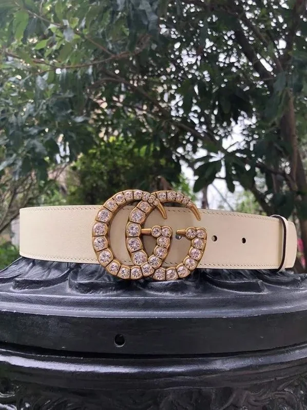 Gucci Belt Beaded Double G White GG, for Women