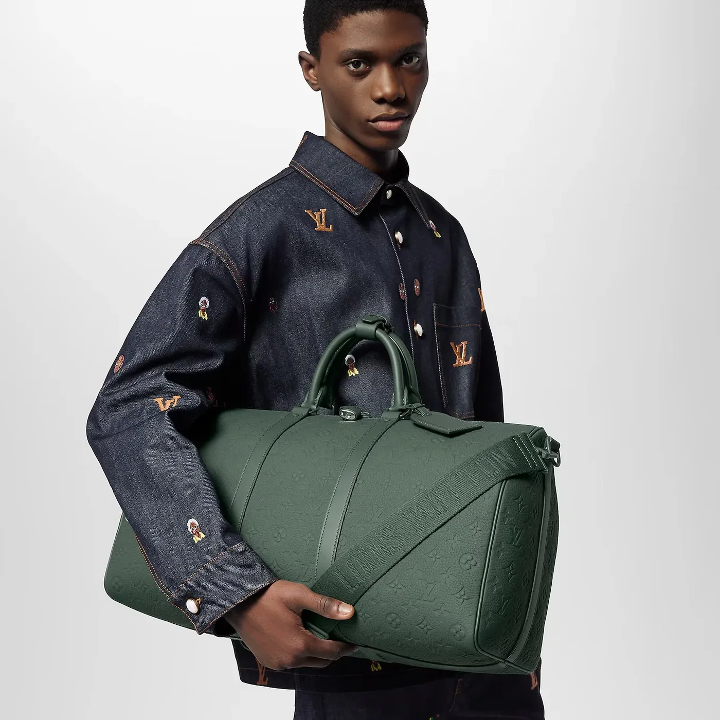 Louis Vuitton Keepall Bandouliere 50 Travel Bag in Green Matte Green Hardware