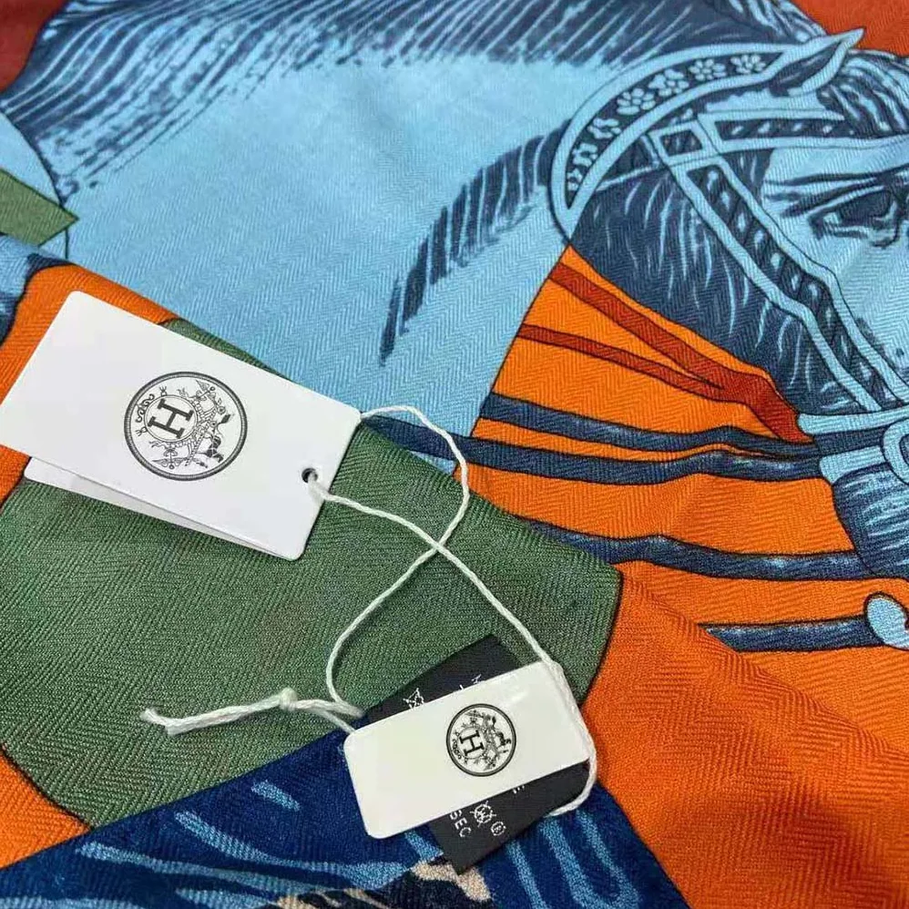 Hermes Cavalier En Formes Scarf 90 for Women in Orange