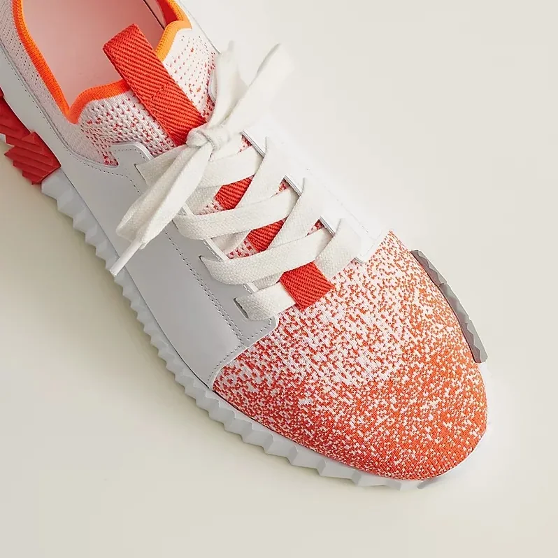 Hermes Depart Slip in On Sneakers Orange/ Blanc Hermes Depart Slip in On Sneakers Orange/ Blanc
