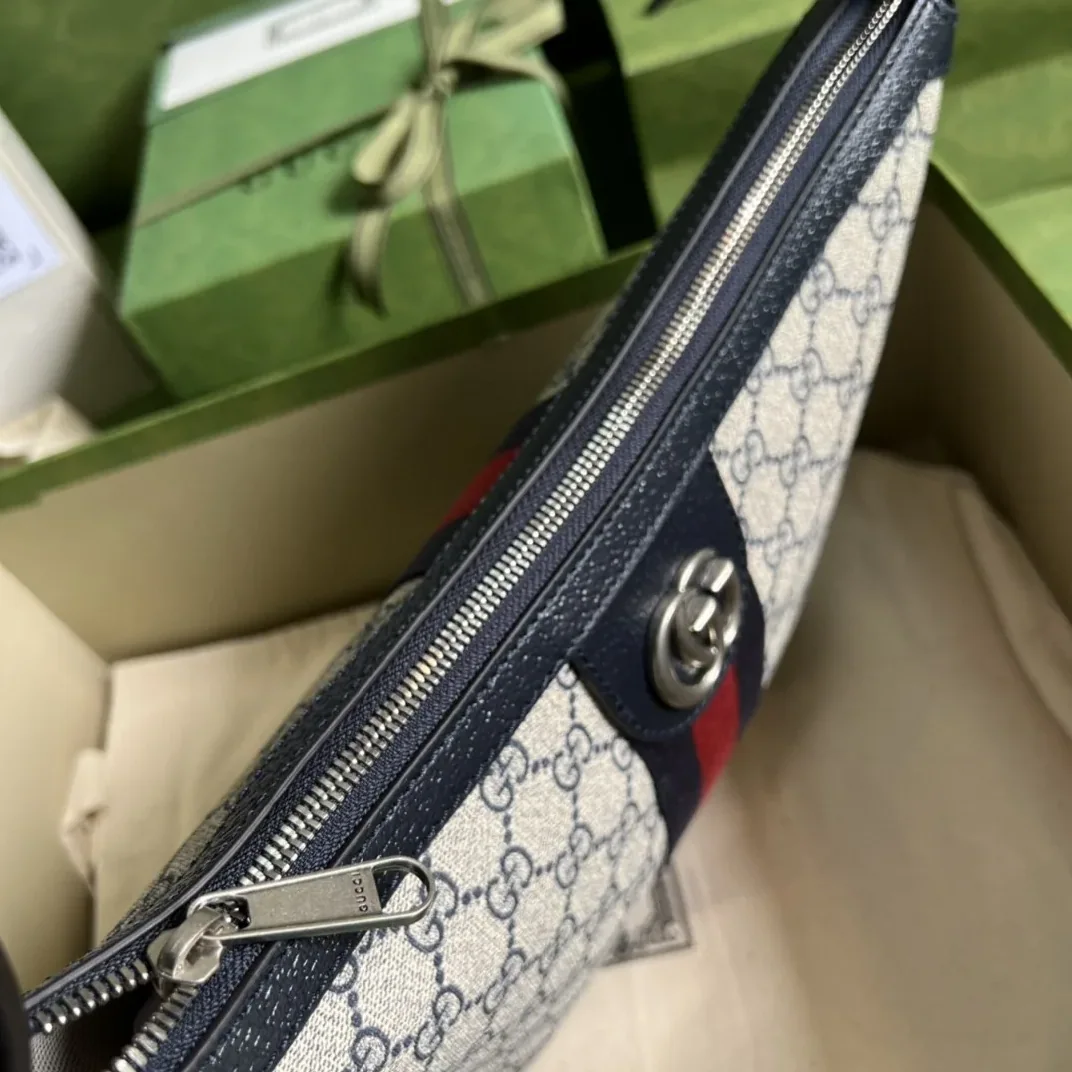 Gucci Ophidia GG Small Shoulder Bag Beige And Blue GG Supreme Canvas / Gucci Ophidia GG Small Shoulder Bag Beige And Blue GG Supreme Canvas /