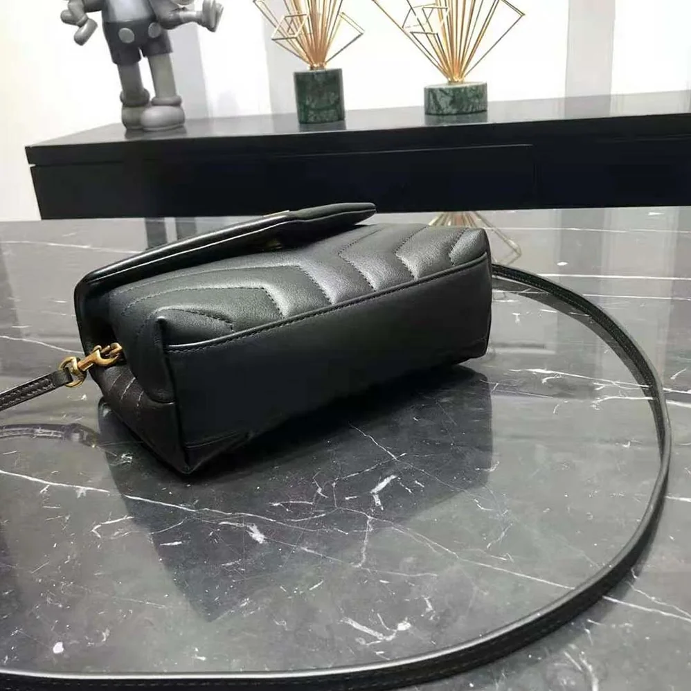 Saint Laurent YSL Loulou Toy Strap Bag in Matelassé “Y” Leather for Women in Black