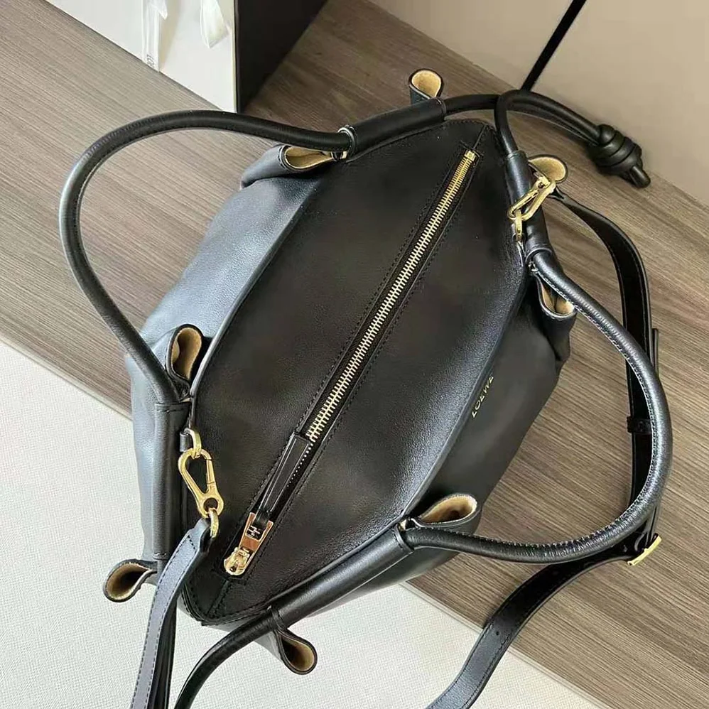 Loewe Small Paseo Bag in Shiny Nappa Calfskin for Women in Black