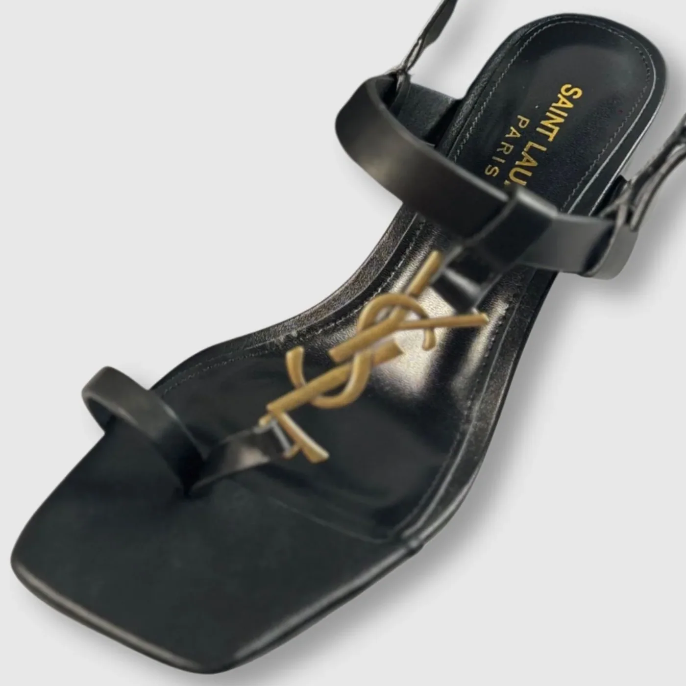 Saint Laurent Cassandra Heeled Sandals Black YSL