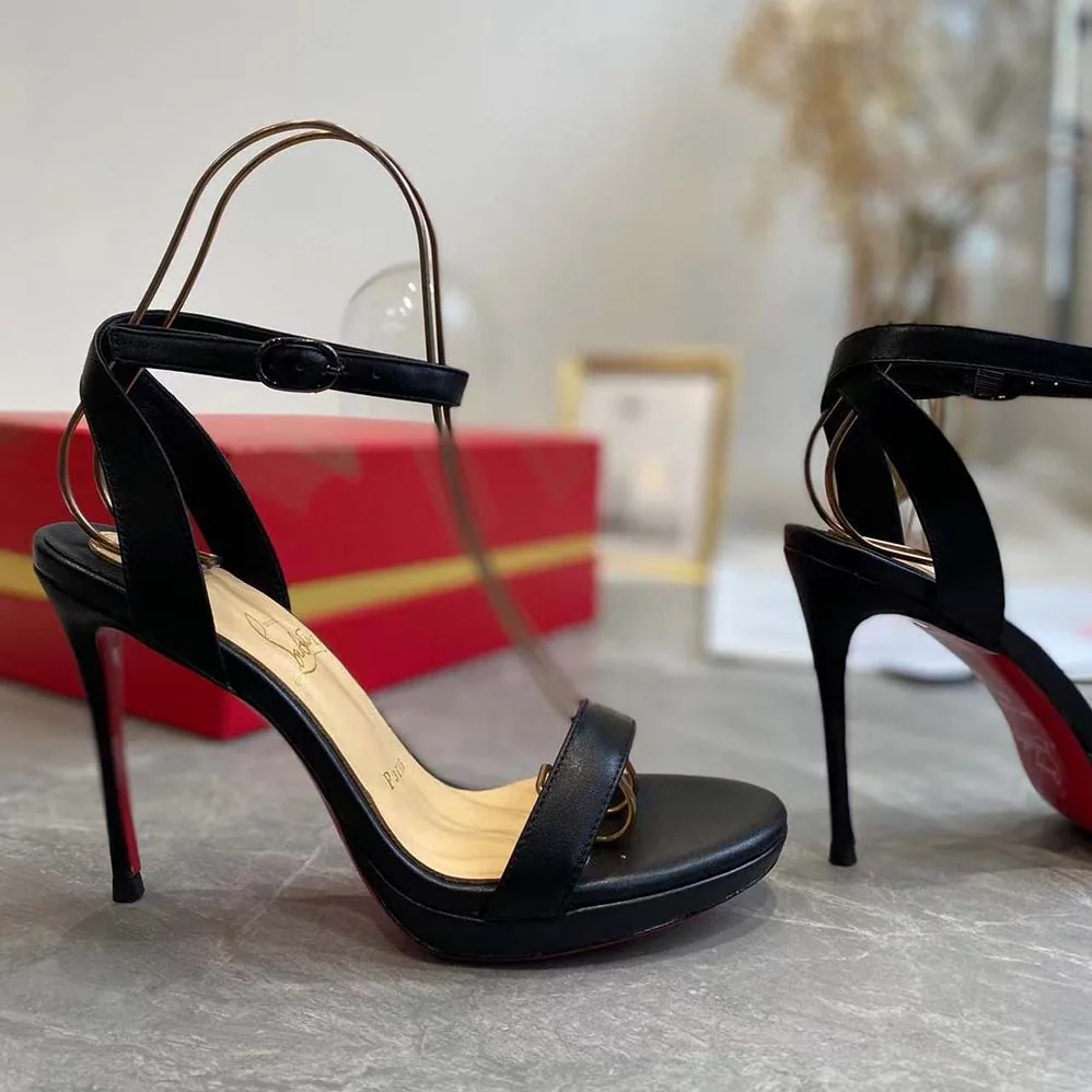 Christian Louboutin Loubi Queen 120 mm Sandals Nappa leather for Women in Black