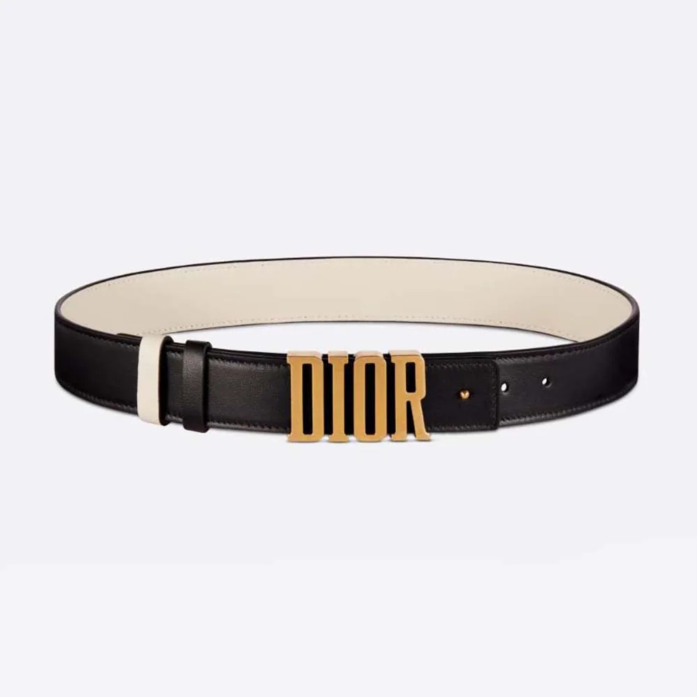 Dior D-Fence Reversible Belt Cognac-Color and Black Smooth Calfskin 30 MM for Women