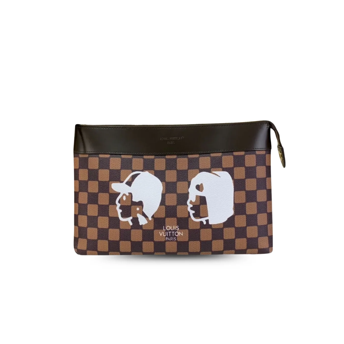 Louis Vuitton Pochette Voyage Souple Pouch / Brown Damier Canvas Gold Hardware Louis Vuitton Pochette Voyage Souple Pouch / Brown Damier Canvas Gold Hardware