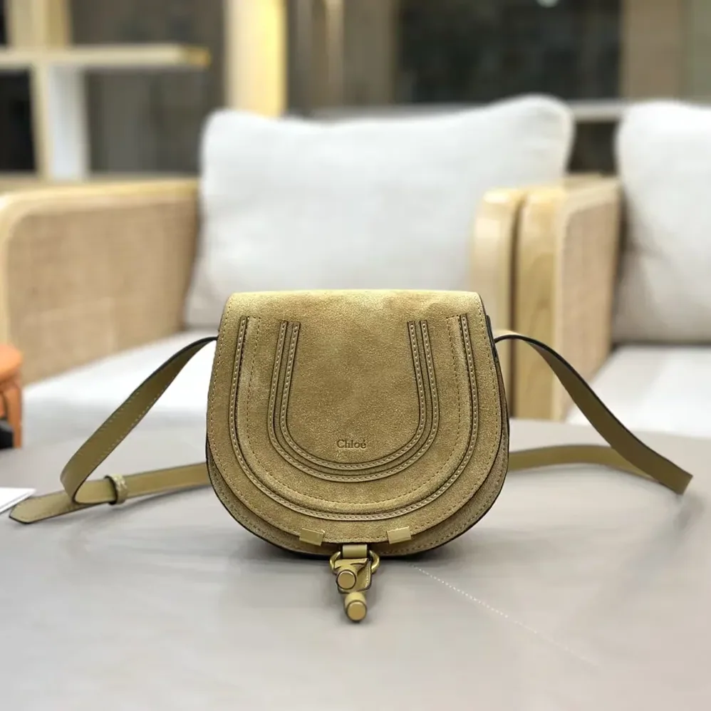 Chloe Marcie Small Shoulder Bag in Suede for Women in Neutral Chloe Marcie Small Shoulder Bag in Suede for Women in Neutral