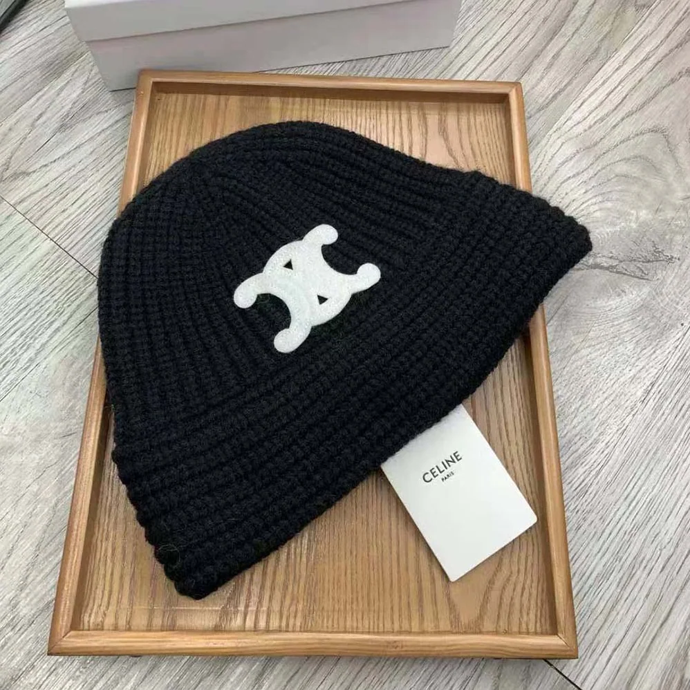 Celine Cloche Bucket Hat in Seamless Cashmere for Unisex in Black