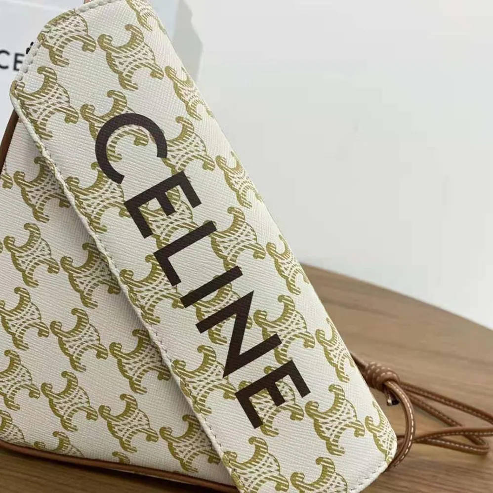 Celine Triangle Bag in Triomphe Canvas with Celine Print for Women Celine Triangle Bag in Triomphe Canvas with Celine Print for Women