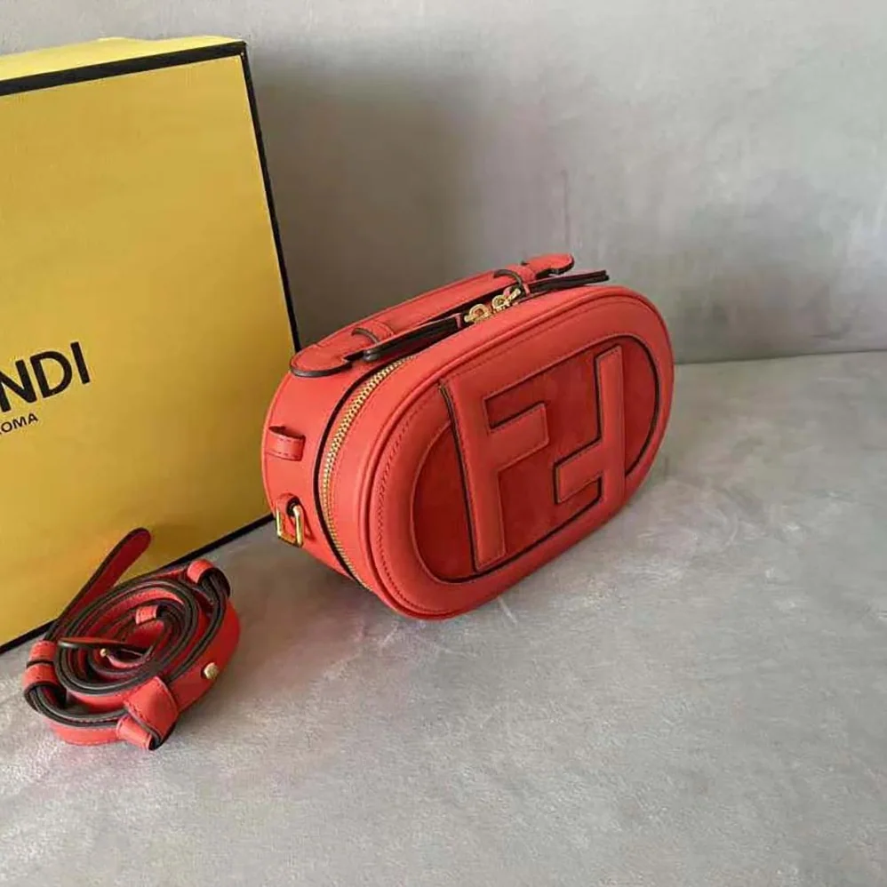 Fendi Mini Camera Case Red Leather and Suede Mini for Women in Bag
