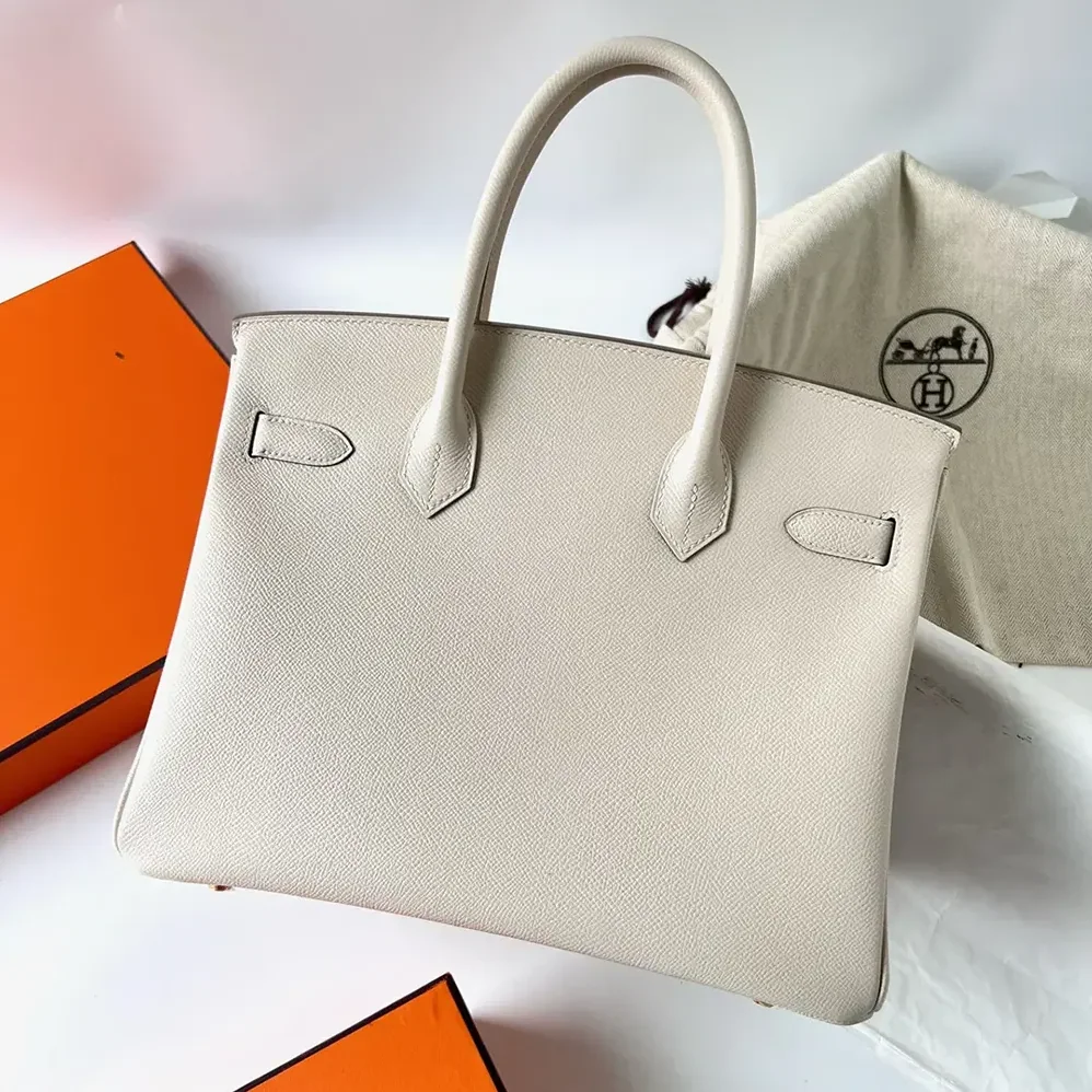 Hermes Birkin 30 Bag in Epsom Leather with Gold Hardware in White/Gold Hermes Birkin 30 Bag in Epsom Leather with Gold Hardware in White/Gold