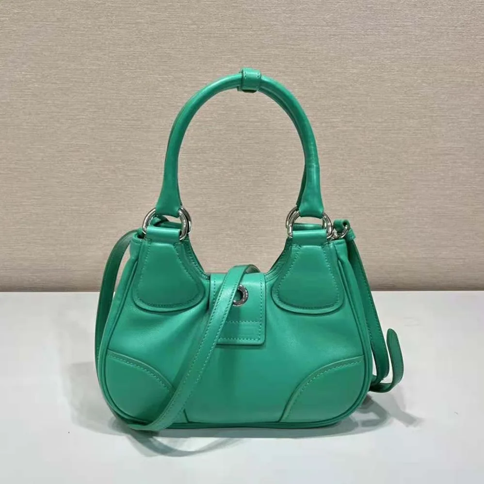 Prada Moon Re-Nylon and Leather Bag for Women in Green Prada Moon Re-Nylon and Leather Bag for Women in Green