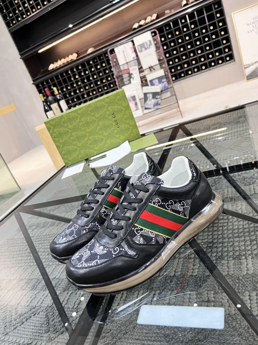 Gucci x Adidas GG Sneakers With Web Black for Men Gucci x Adidas GG Sneakers With Web Black for Men