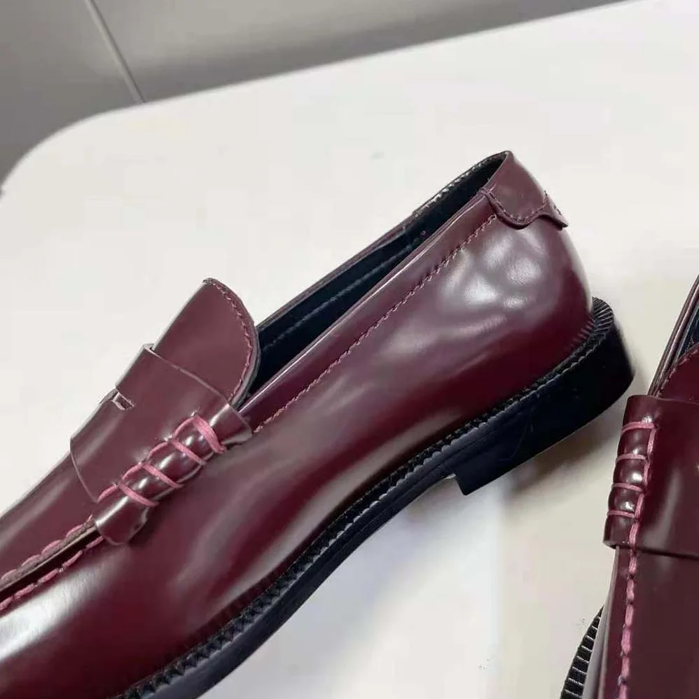 Celine Le Loafer Penny Slippers in Smooth Leather for Women in Maroon Celine Le Loafer Penny Slippers in Smooth Leather for Women in Maroon