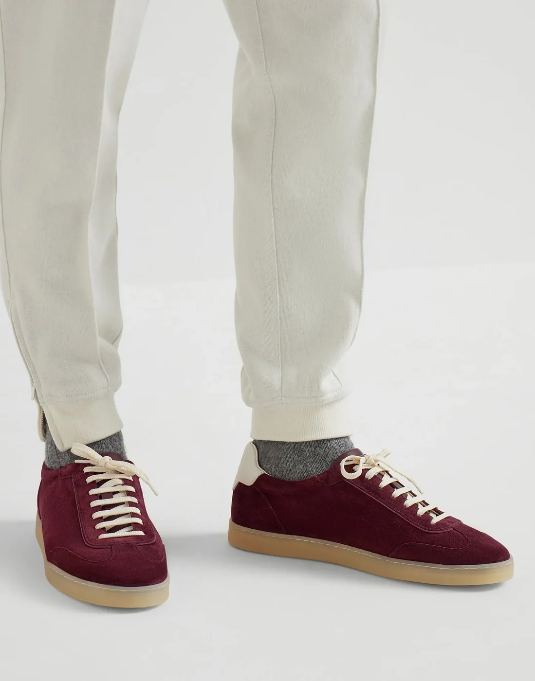 Brunello Cucinelli Washed Suede Amaranth Sneakers - 252MZUSGGJ336