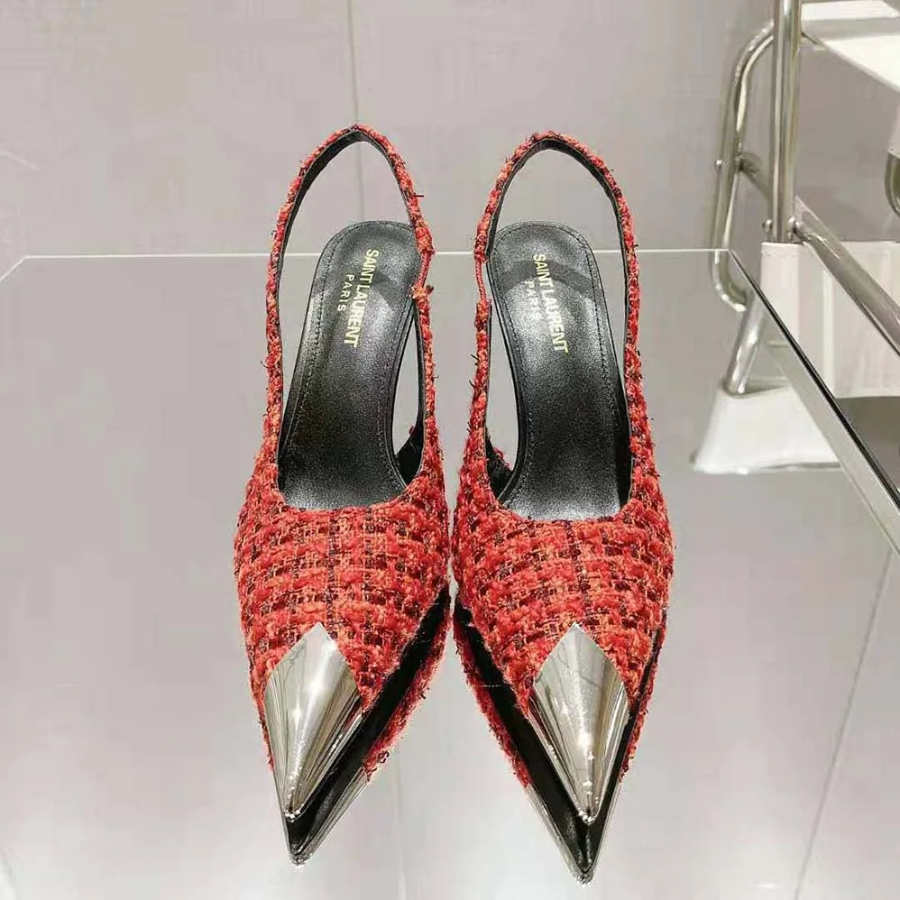 Saint Laurent YSL Vesper Slingback Pumps in Saint Laurent Tweed for Women