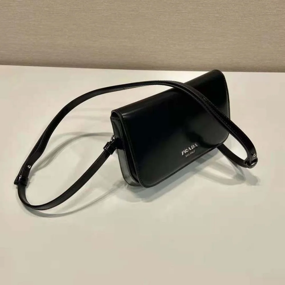 Prada Brushed Leather Mini-bag with Shoulder Strap for Men in Black