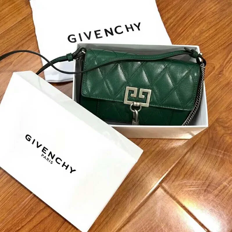 Givenchy Mini Pocket Bag in Diamond Quilted Leather for Women in Green