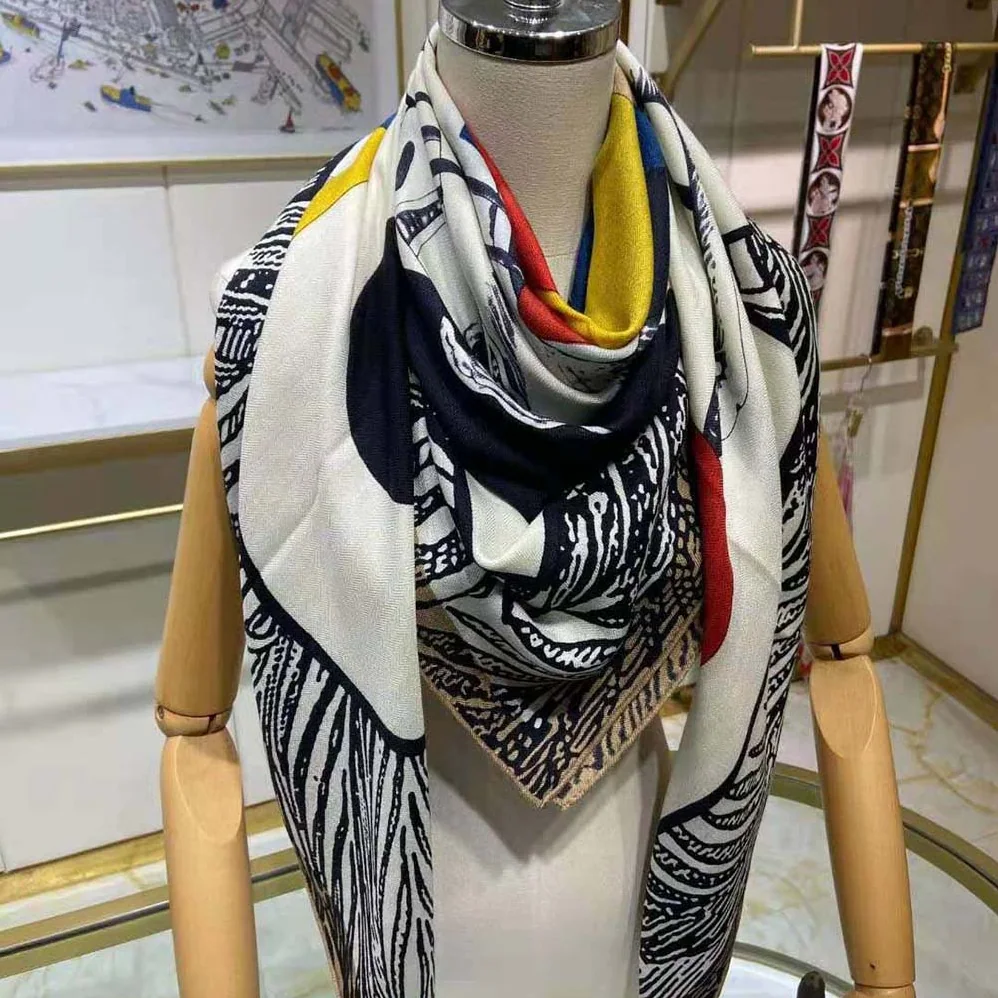 Hermes Cavalier En Formes Scarf 90 for Women in White Hermes Cavalier En Formes Scarf 90 for Women in White