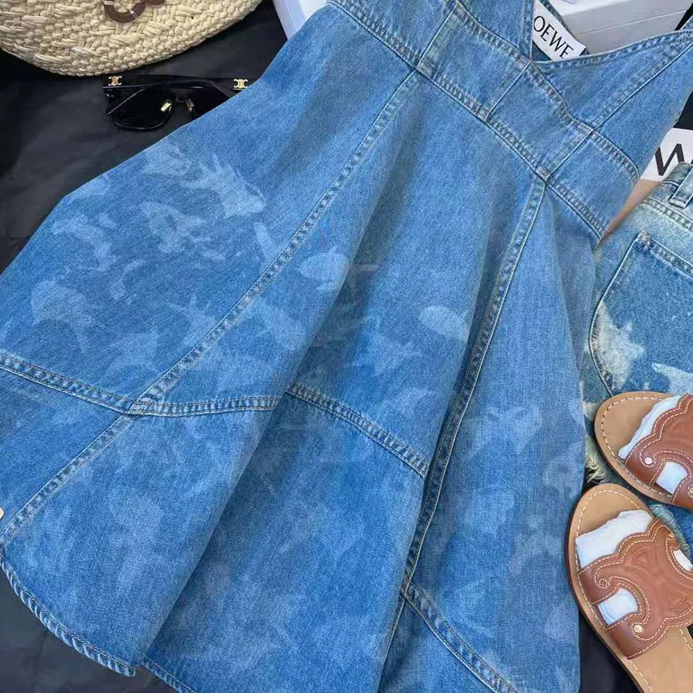 Loewe Fish Strappy Dress in Denim for Women