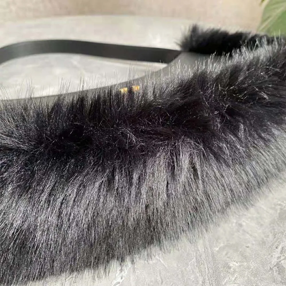 Fendi O'Lock Swing Black Fox Fur and Leather Pouch for Women Fendi O'Lock Swing Black Fox Fur and Leather Pouch for Women