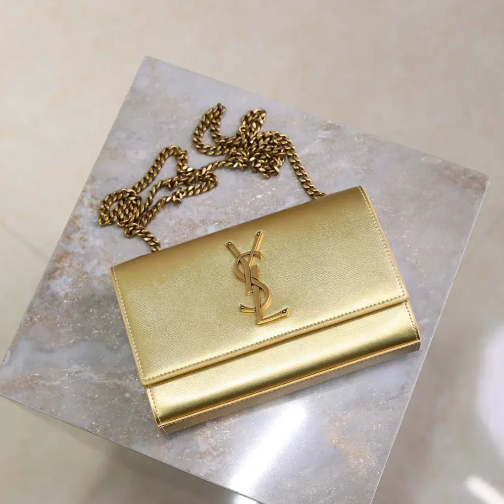 Saint Laurent YSL Kate Small In Metallic Leather for Women in Gold