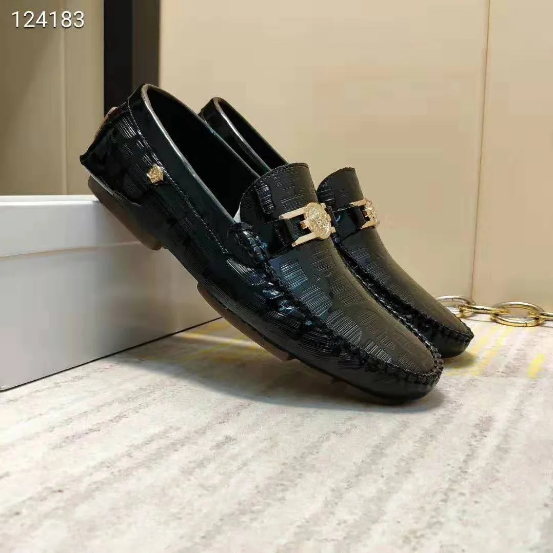Versace Greca Embossed Driver Shoes for Men in Black