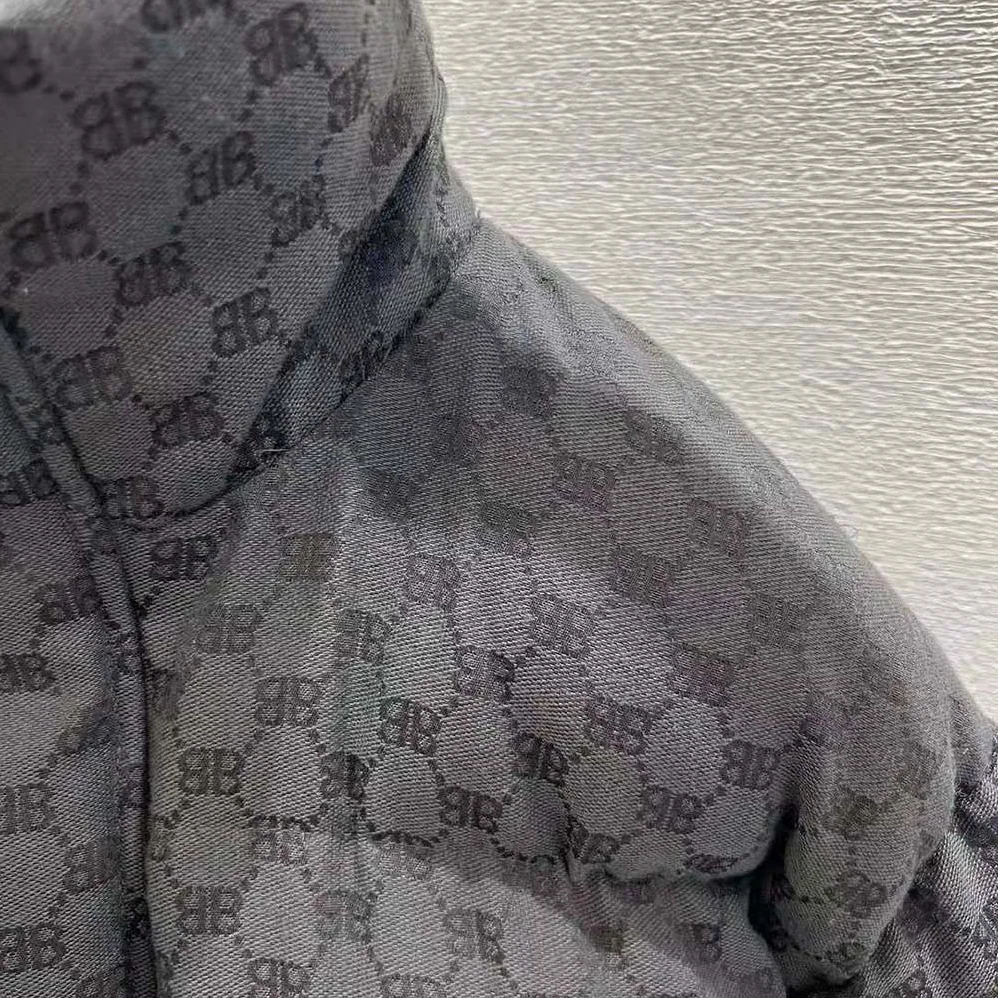 Balenciaga Hacker BB Puffer in Black and Dark Grey Canvas Jacquard for Men