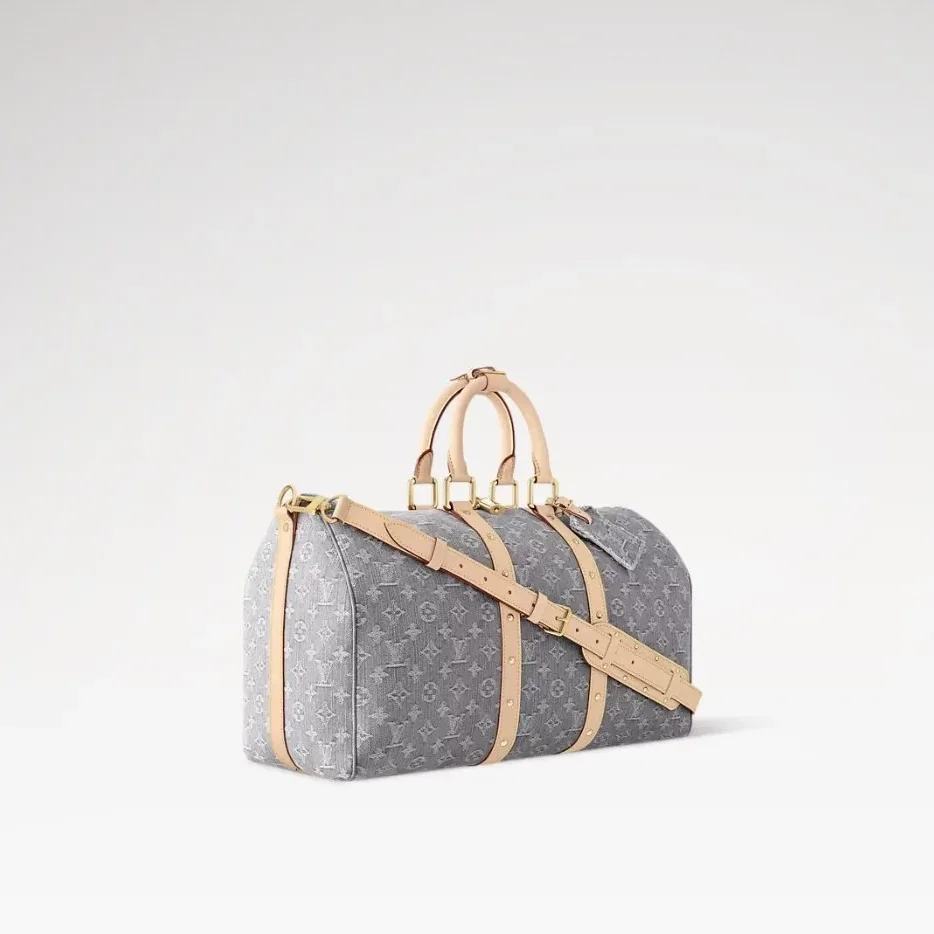 Louis Vuitton Keepall Bandouliere 45 Travel Bag in Cloudy Gray Gold Hardware Louis Vuitton Keepall Bandouliere 45 Travel Bag in Cloudy Gray Gold Hardware