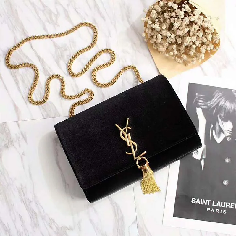 Saint Laurent YSL Kate Small with Tassel Velvet for Women in Black Saint Laurent YSL Kate Small with Tassel Velvet for Women in Black