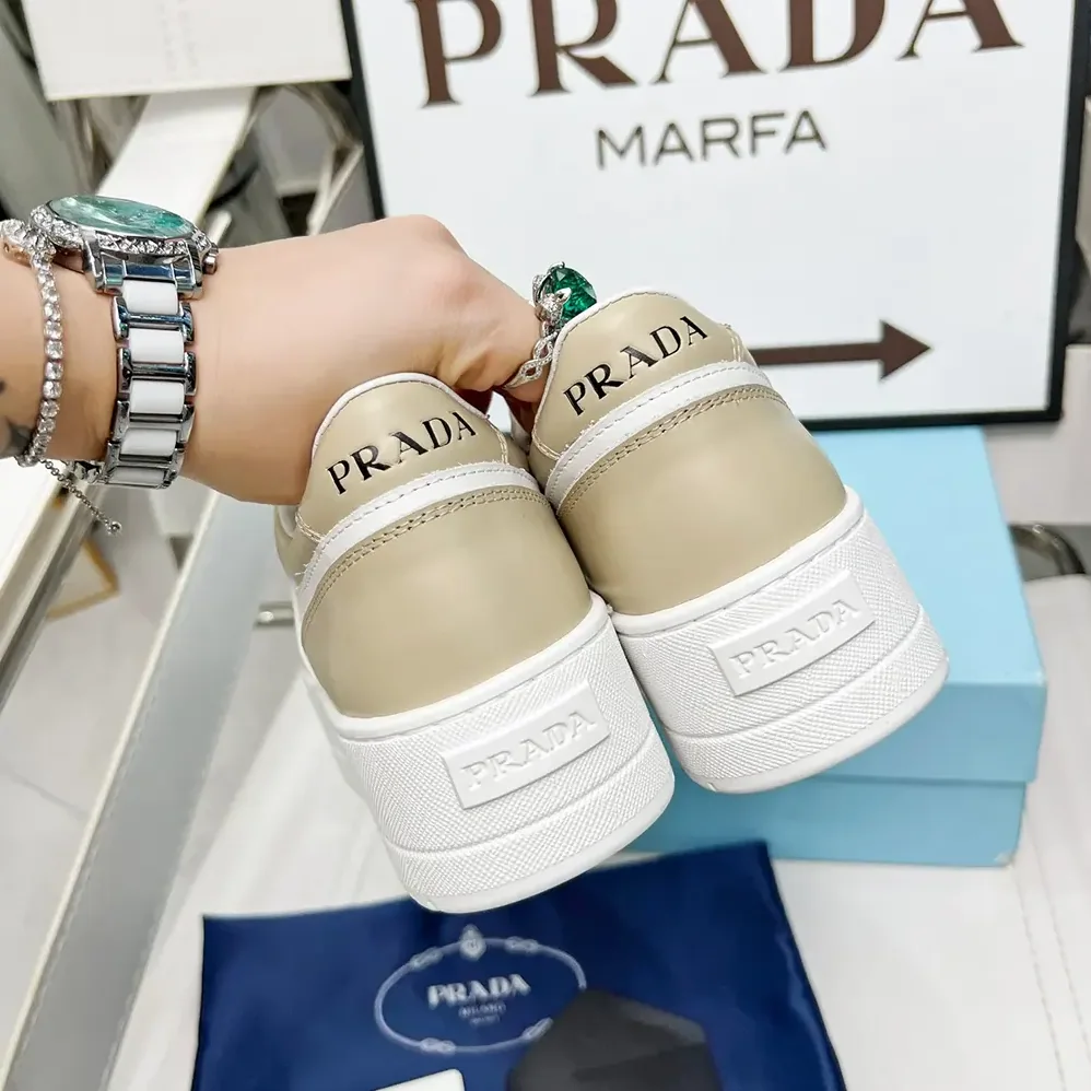 Prada Downtown Bold Leather Sneakers for Women