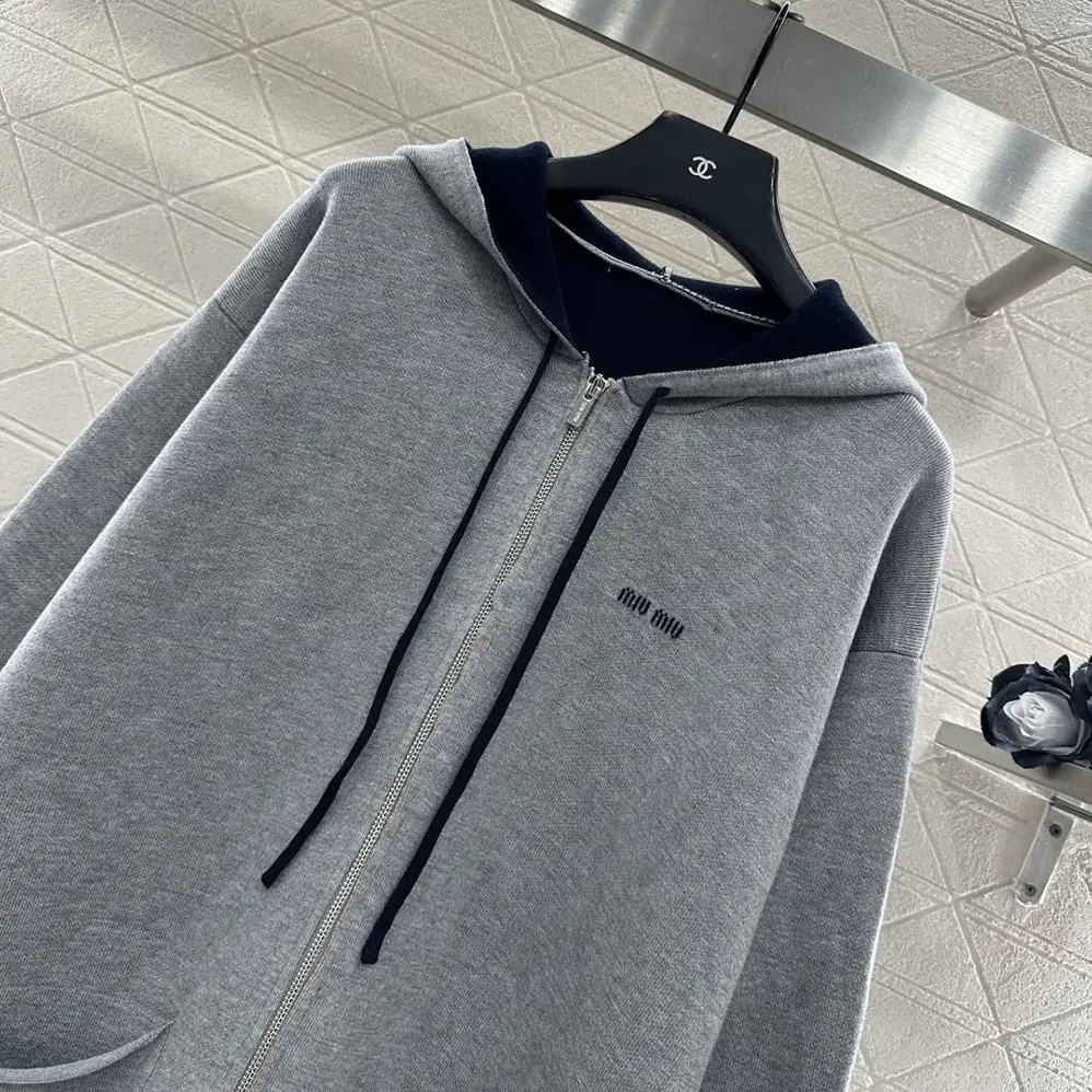Miu Miu Cashmere Cardigan Hoodie for Women Miu Miu Cashmere Cardigan Hoodie for Women
