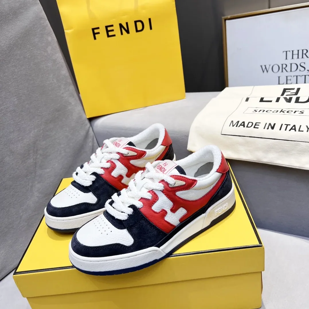 Fendi FD Match Low Tops Sneakers Red And Black Fendi FD Match Low Tops Sneakers Red And Black