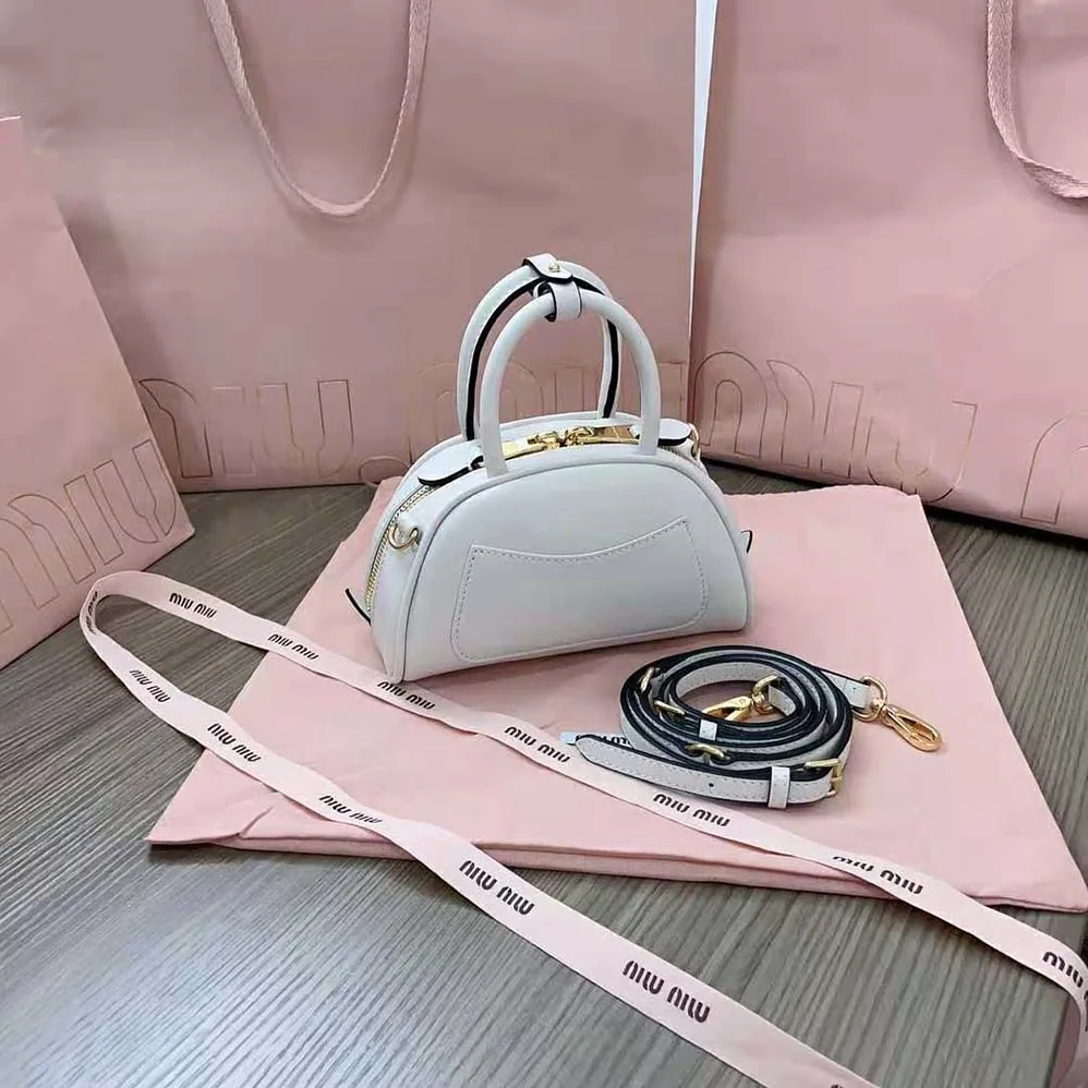 Miu Miu Mini Leather Top-handle Bag for Women in White Miu Miu Mini Leather Top-handle Bag for Women in White