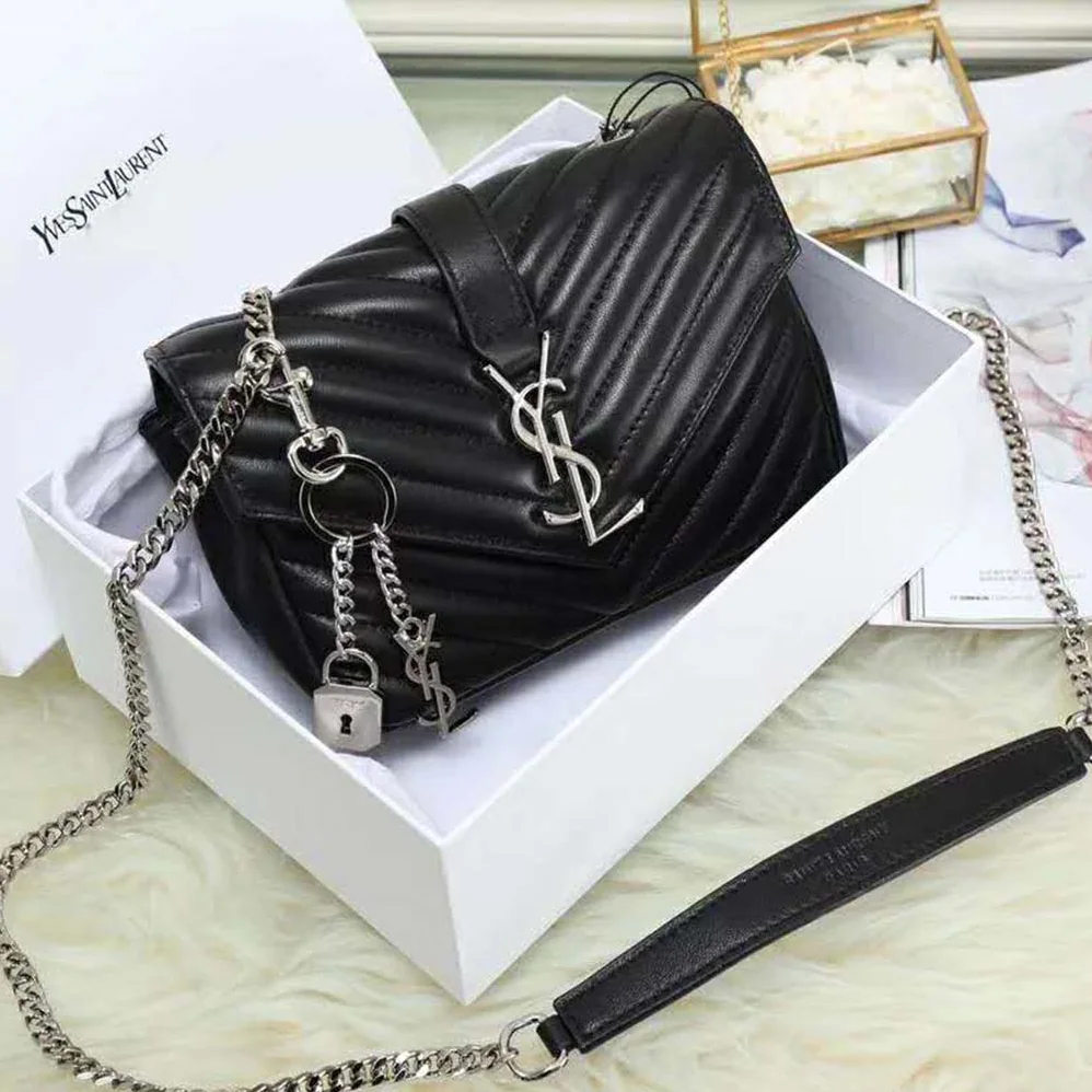 Saint Laurent YSL College Medium In Matelasse Leather for Women in Black