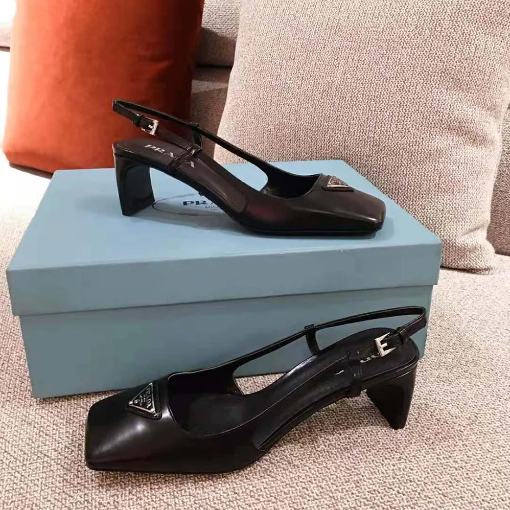 Prada Naplak Leather Slingbacks in 55 mm Heel for Women in Black