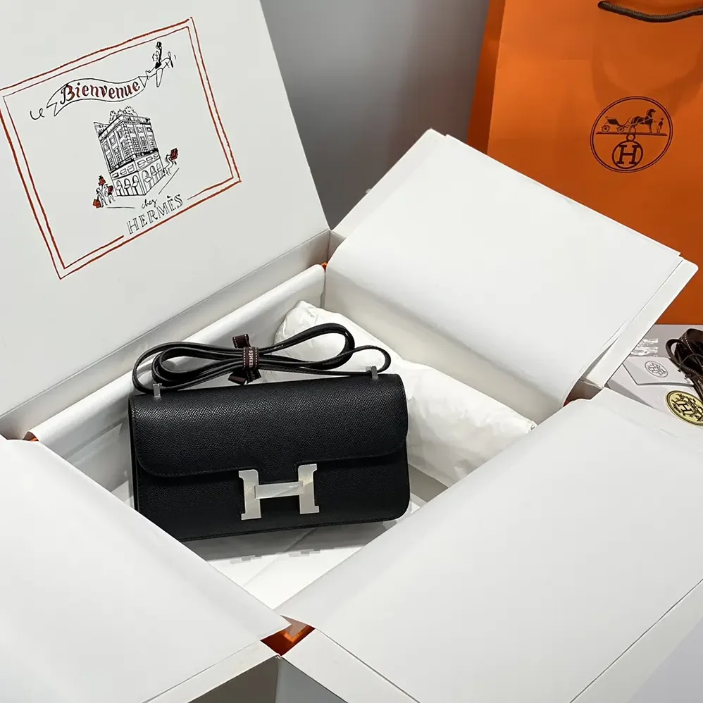 Hermes Constance Elan Epsom Silver for Women in Black