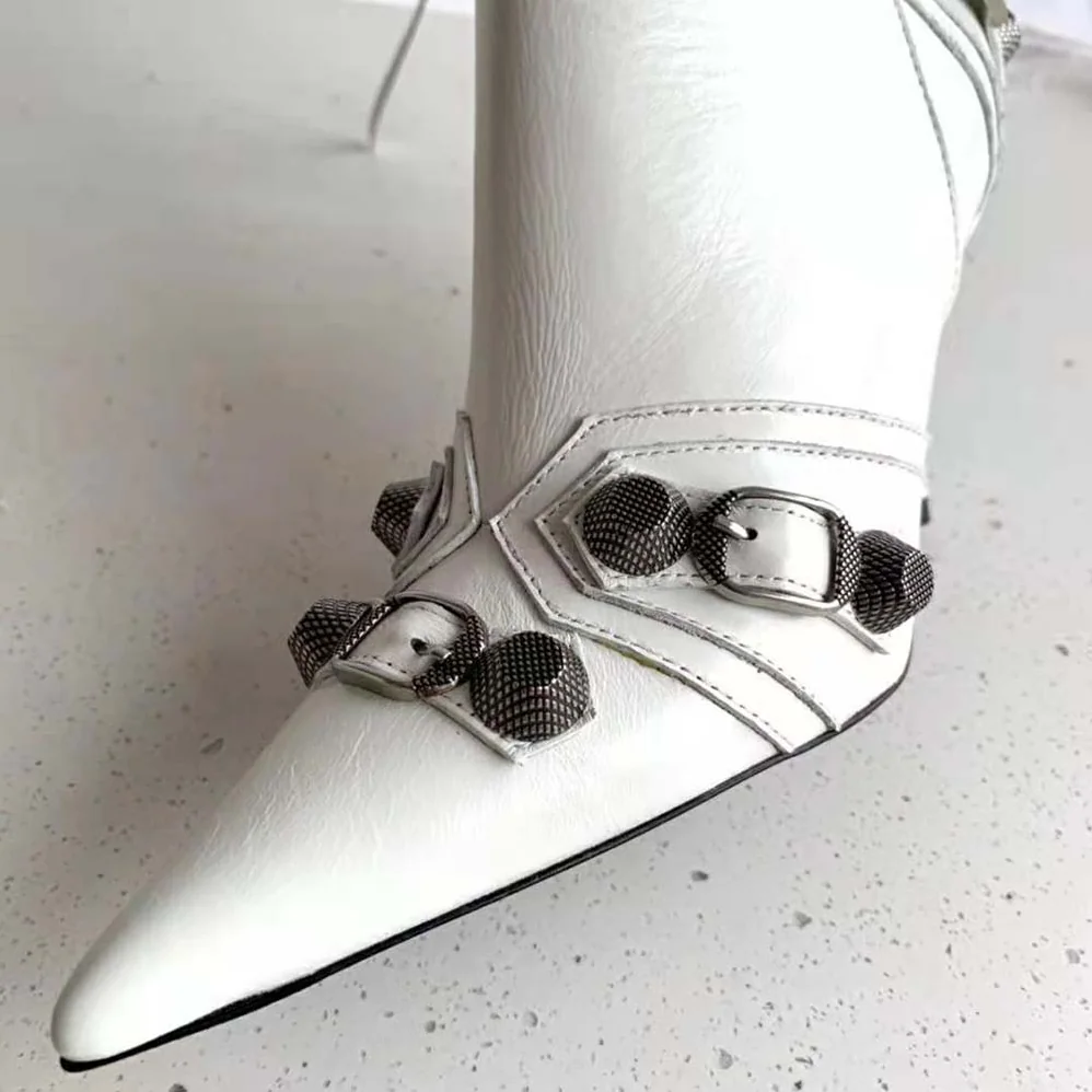 Balenciaga Cagole 90mm Boot in White Arena Lambskin for Women